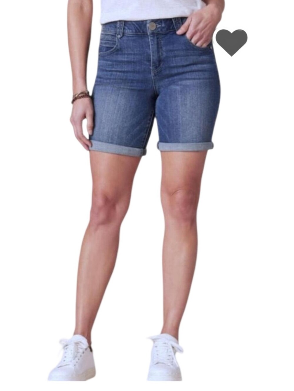 Democracy Ab Solution Mid-Rise Rolled Cuff Jean Shorts in Dark Indigo Plus 18